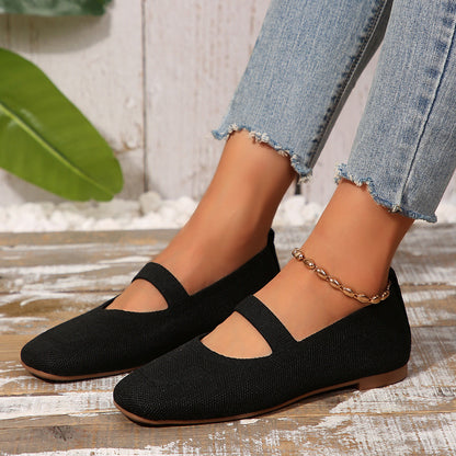 Damen Ballerinas Atmungsaktives Gummi-Obermaterial Verstellbarer