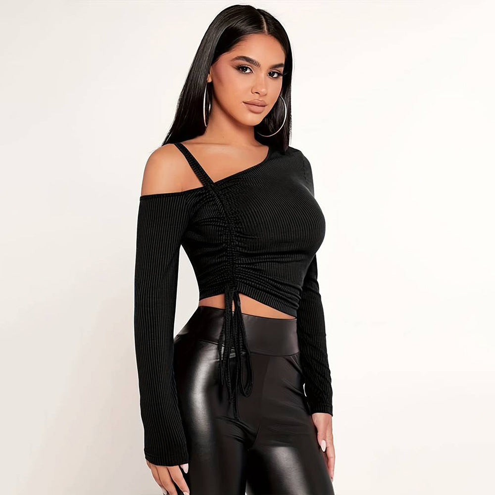 Damen Crop- Asymmetrisch Rüschen Eveloria