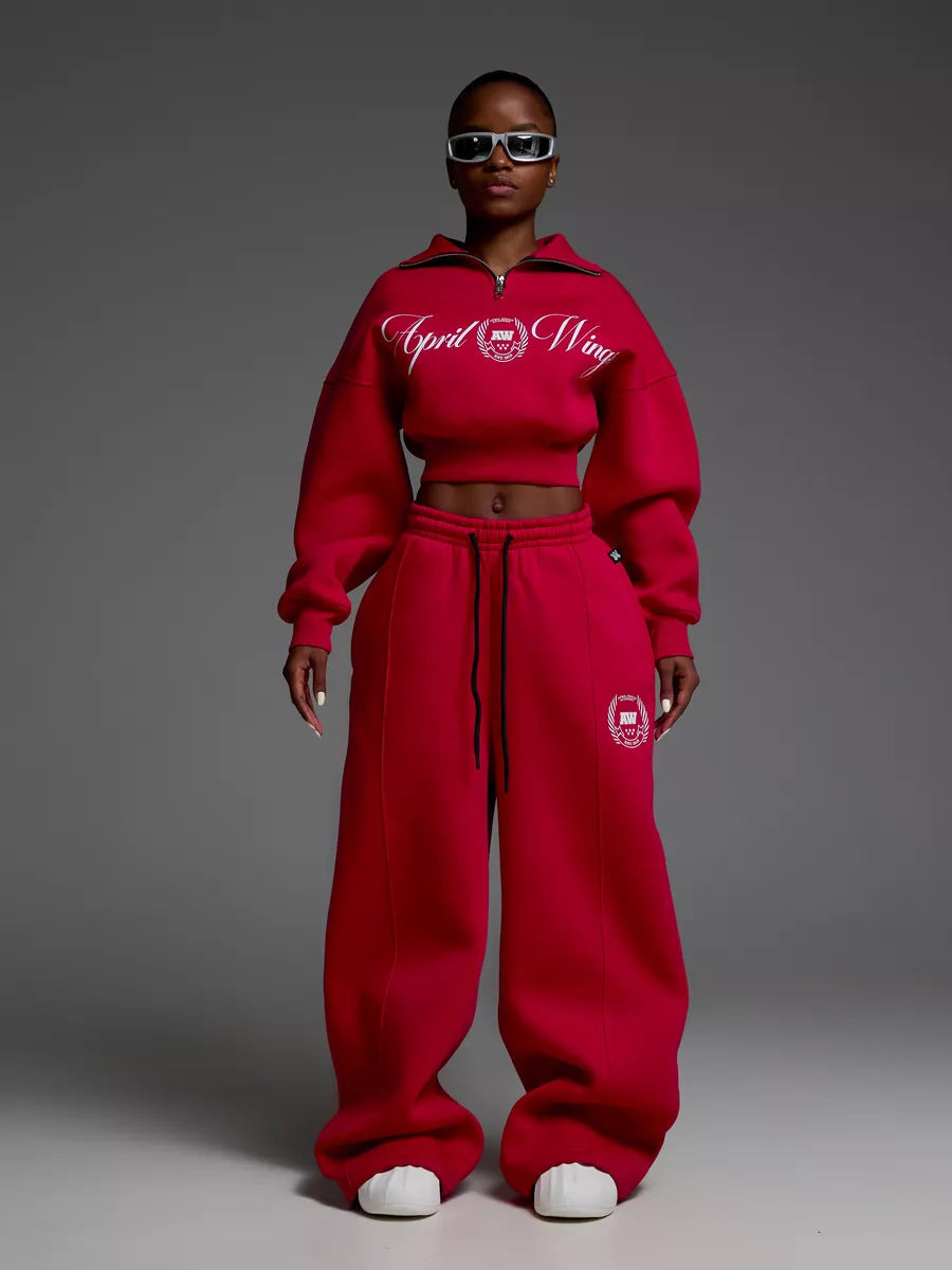 Damen Sweatshirt Jogginghose Set Cropped Baumwolle
