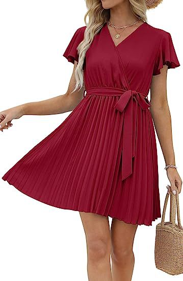 Damen Wickelkleid Plissierte Details Eveloria