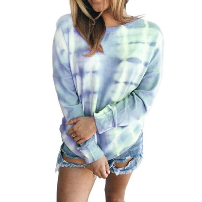 Damen Sweatshirt Batik-Design Lässig Grau Eveloria