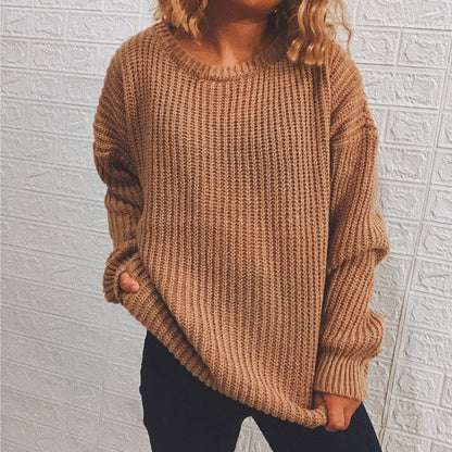 Damen Grobstrickpullover Oversized Lässig Eveloria
