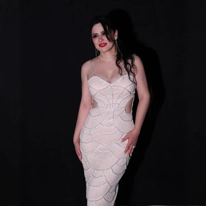 Damen Midi-Kleid mit Cut-Outs und Wellendesign Eveloria