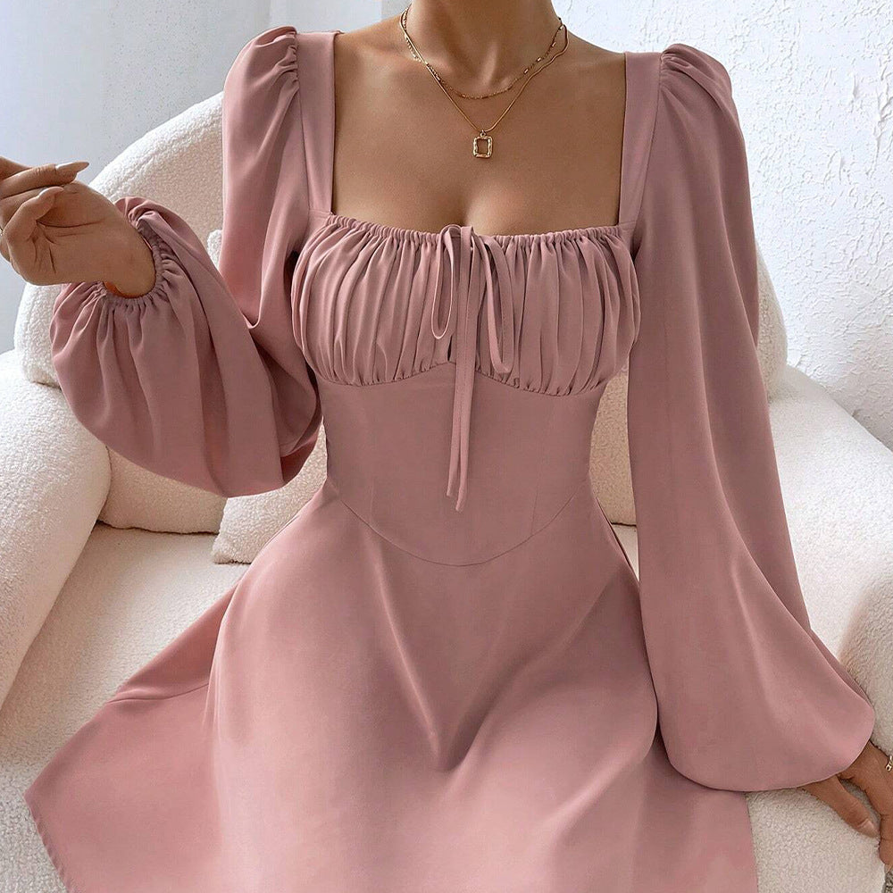 Damen Minikleid Rüschendetails Puffärmel Eveloria - Eveloria