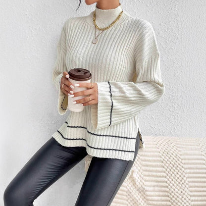 Damen Rollkragenpullover Gerippt Langarm Winter