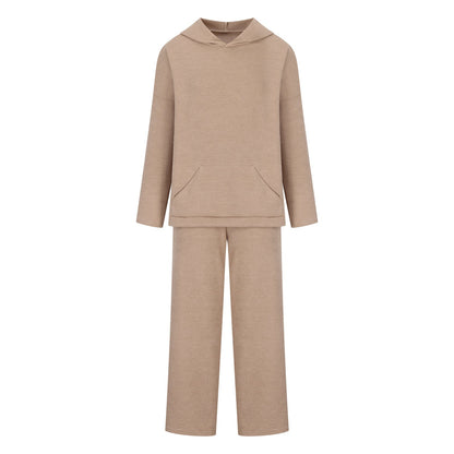 Damen Lounge-Set mit Kapuze und Hose Baumwolle Bequem Grau