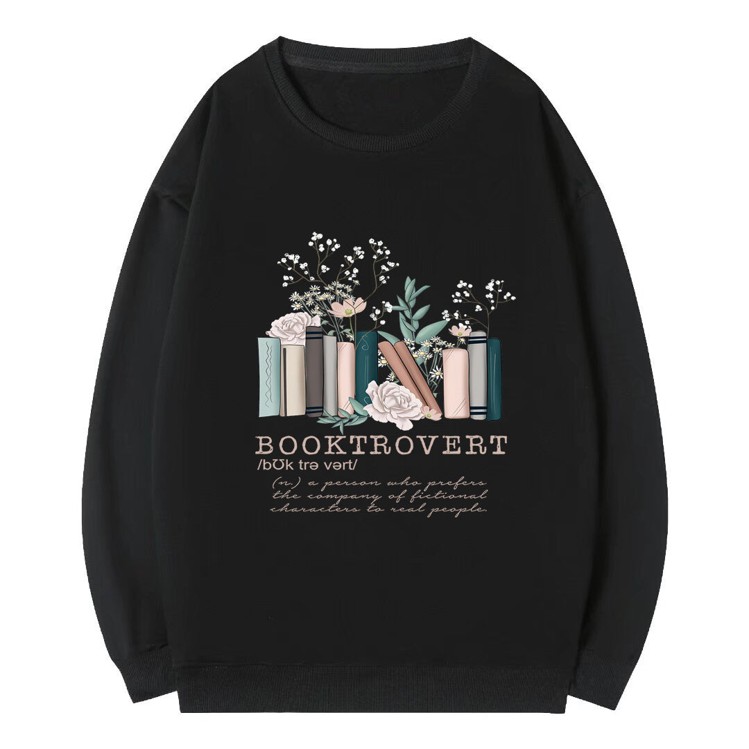 Damen Sweatshirt Bücherdesign Grau Eveloria