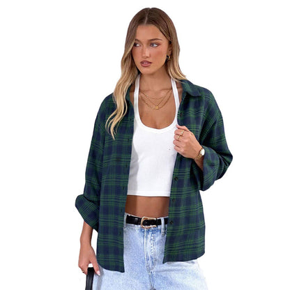 Damen Karierter Overshirt aus Baumwolle Lässiger Schnitt weiß
