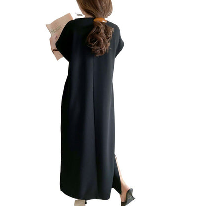 Damen Midi-Kleid V-Ausschnitt mit Seitentaschen