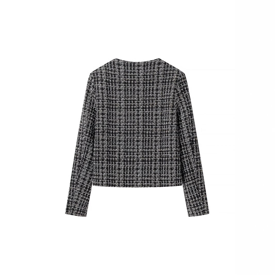 Damen Tweedjacke Goldknöpfe Braun Eveloria