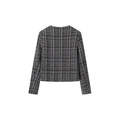 Damen Tweedjacke Goldknöpfe Braun Eveloria