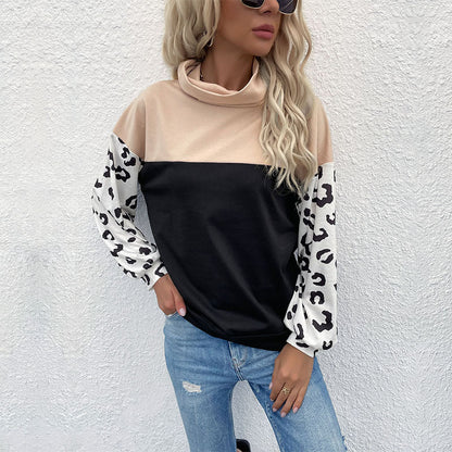 Damen Sweatpullover Animalprint Hoher Kragen Eveloria