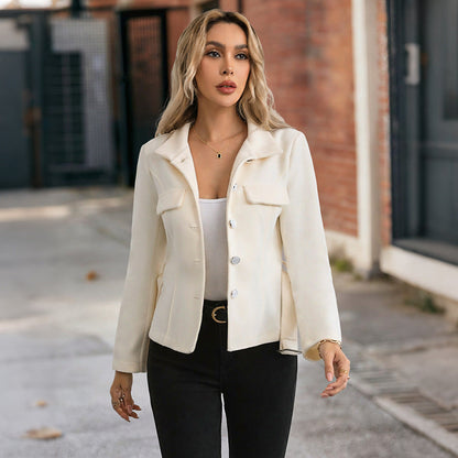 Damen Blazerjacke mit Gürtel und Taschen Eveloria