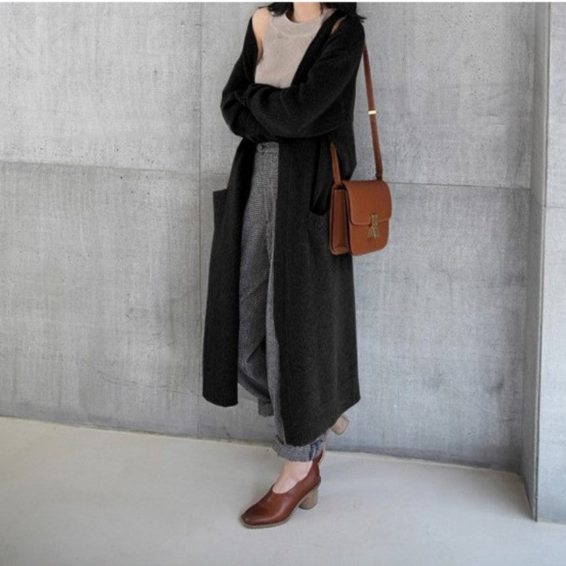 Damen Lounge-Mantel Offene Front Praktische Taschen Eveloria