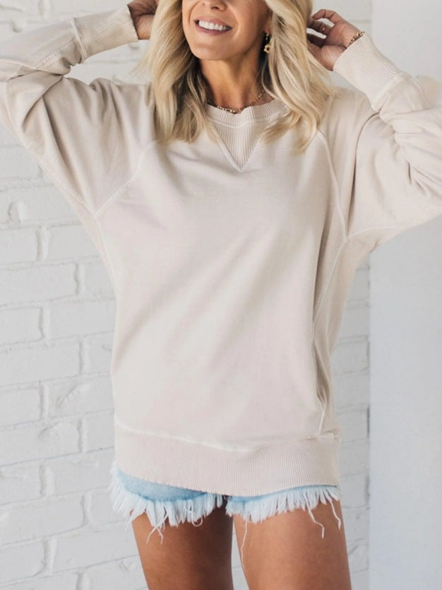 Damen Oversized Sweatpullover Lässig Bequem Grau Eveloria