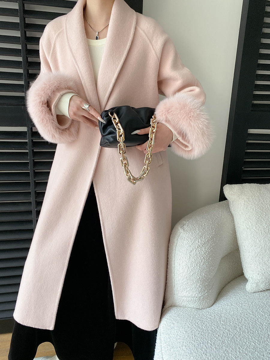Damen Langmantel Samt Elegant Eveloria
