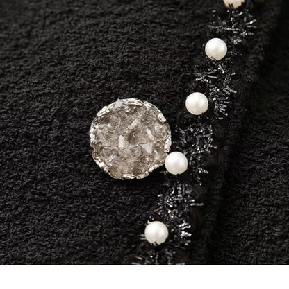 Eveloria Damenjacke Perlenkragen Praktische Taschen Elegant
