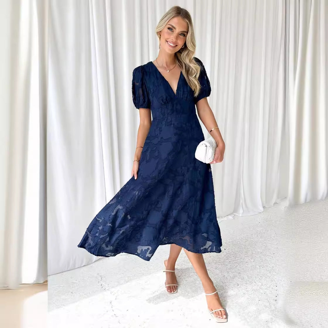 Damen Maxikleid Floral mit Volantärmeln Eveloria