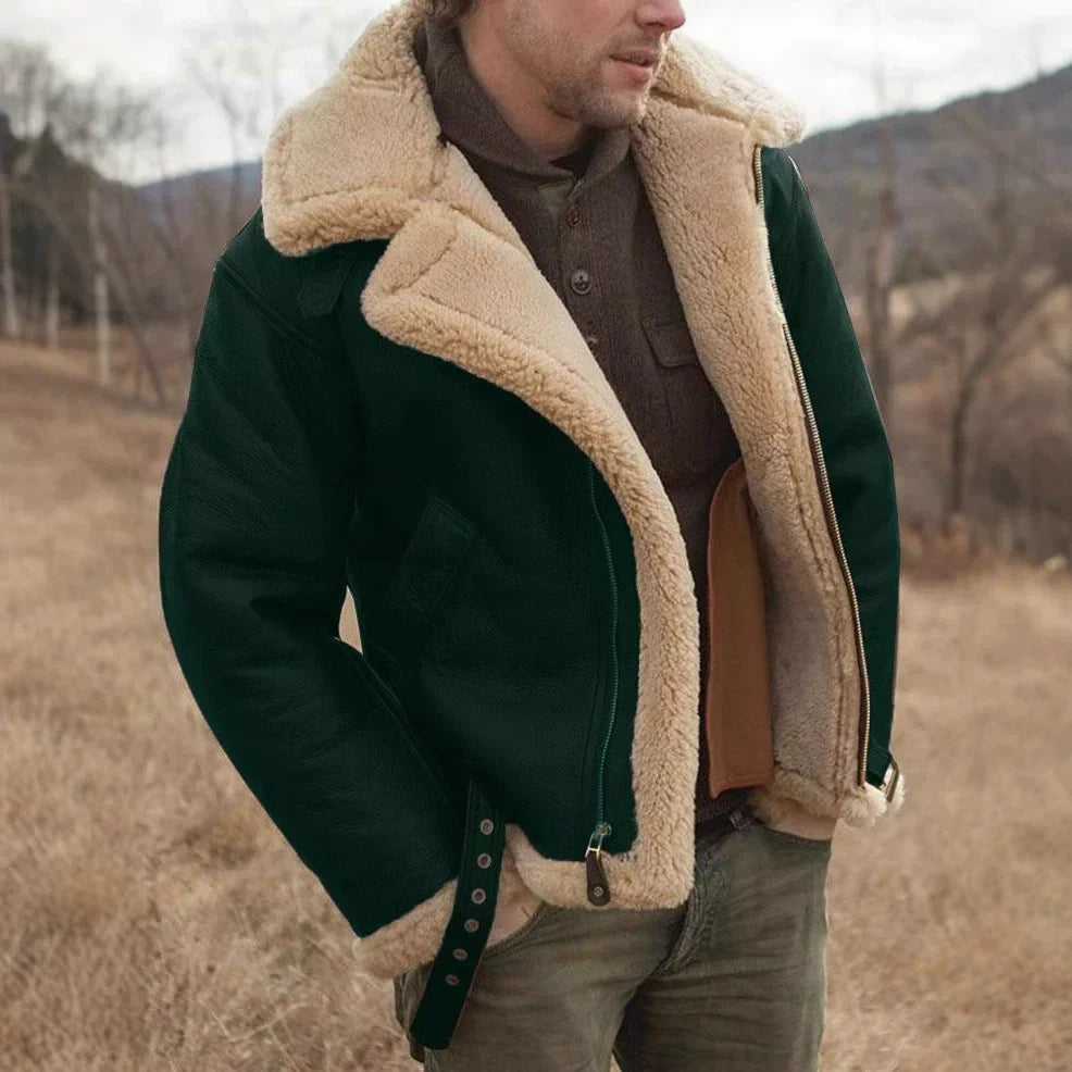 Herren Aviator Lederjacke Shearling Kragen