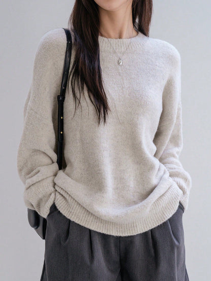Damen Grobstrickpullover Lässiger Schnitt Voluminöse Ärmel Eveloria