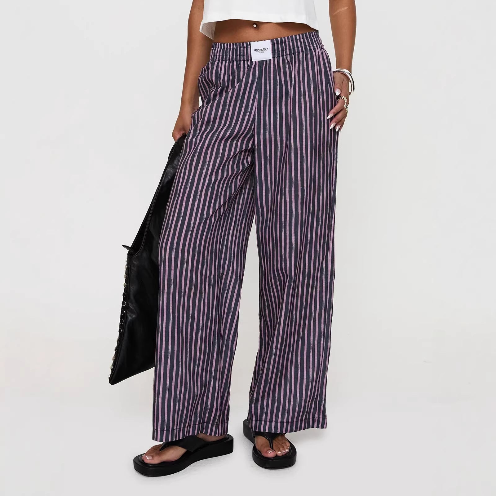 Damen Streifenhose Locker Geschnitten Eveloria - Eveloria