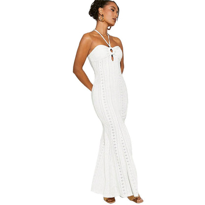 Damen Maxikleid Trägerlos Spitze Eveloria