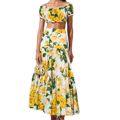 Damen Zweiteiliger Blumenmuster Anzug Set