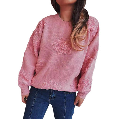 Damen Pullover Floral Strickdesign