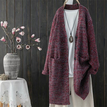 Damen Strickjacke Kuschelig Mit Taschen Modisch Grau Eveloria