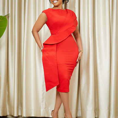 Damen Wickelkleid Asymmetrisch Drapierungsdesign Eveloria