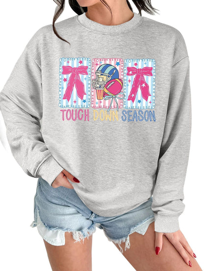 Damen Sweatshirt Football Motiv Lässig Grau Eveloria
