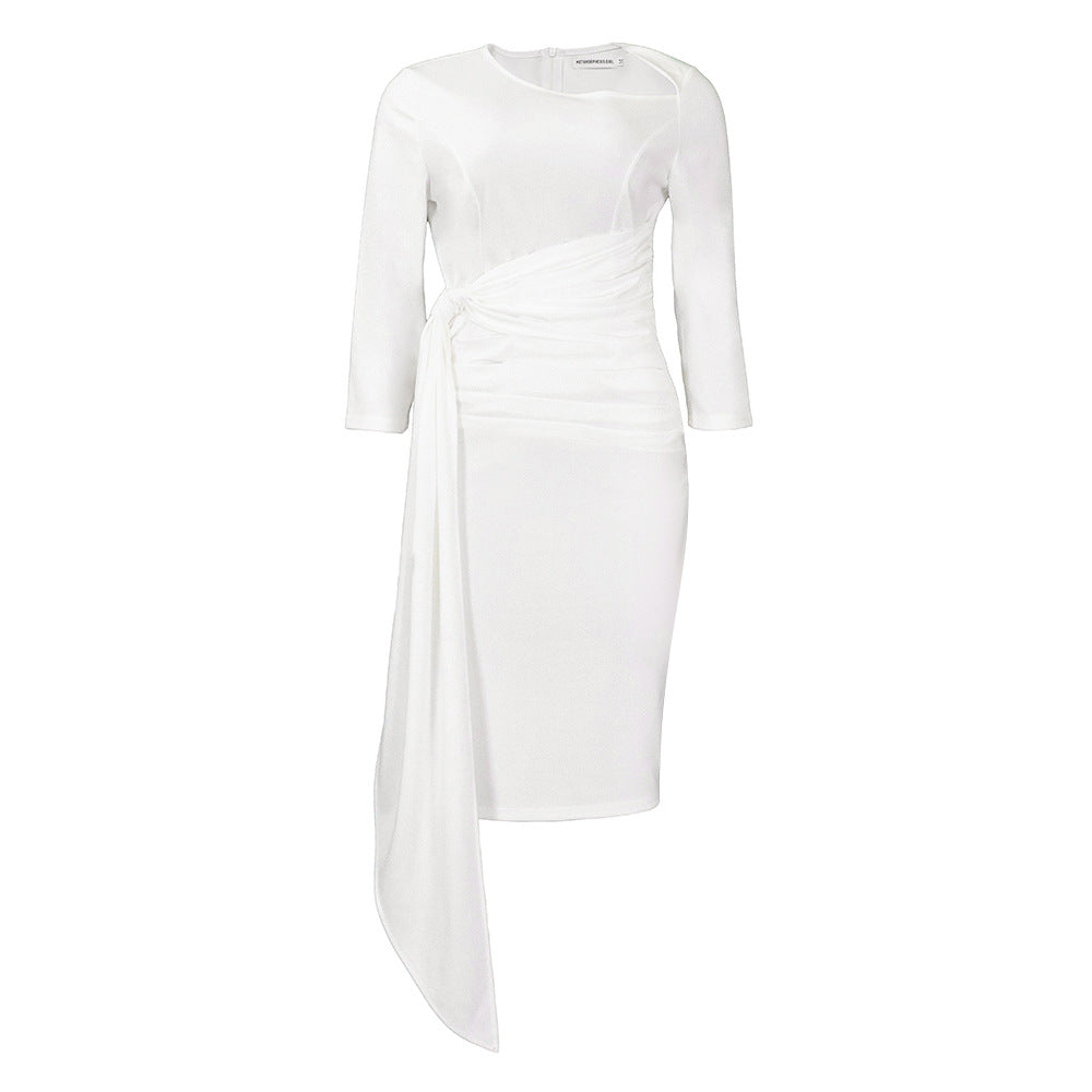 Damen Etuikleid Elegante Drapierung Asymmetrisch Eveloria
