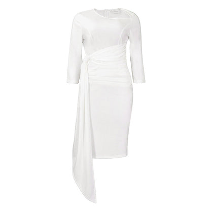 Damen Etuikleid Elegante Drapierung Asymmetrisch Eveloria