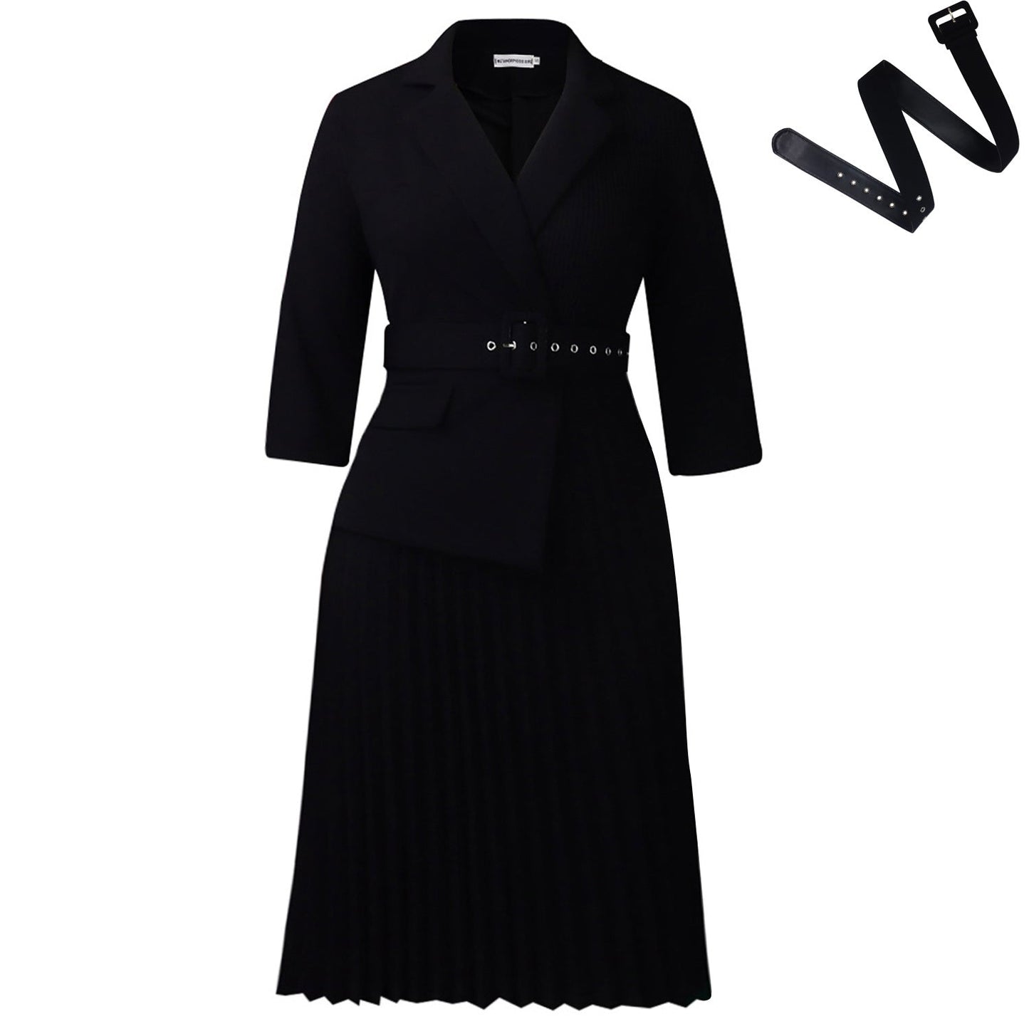Damen Blazer-Kleid mit Plissee und Taillengürtel Eveloria