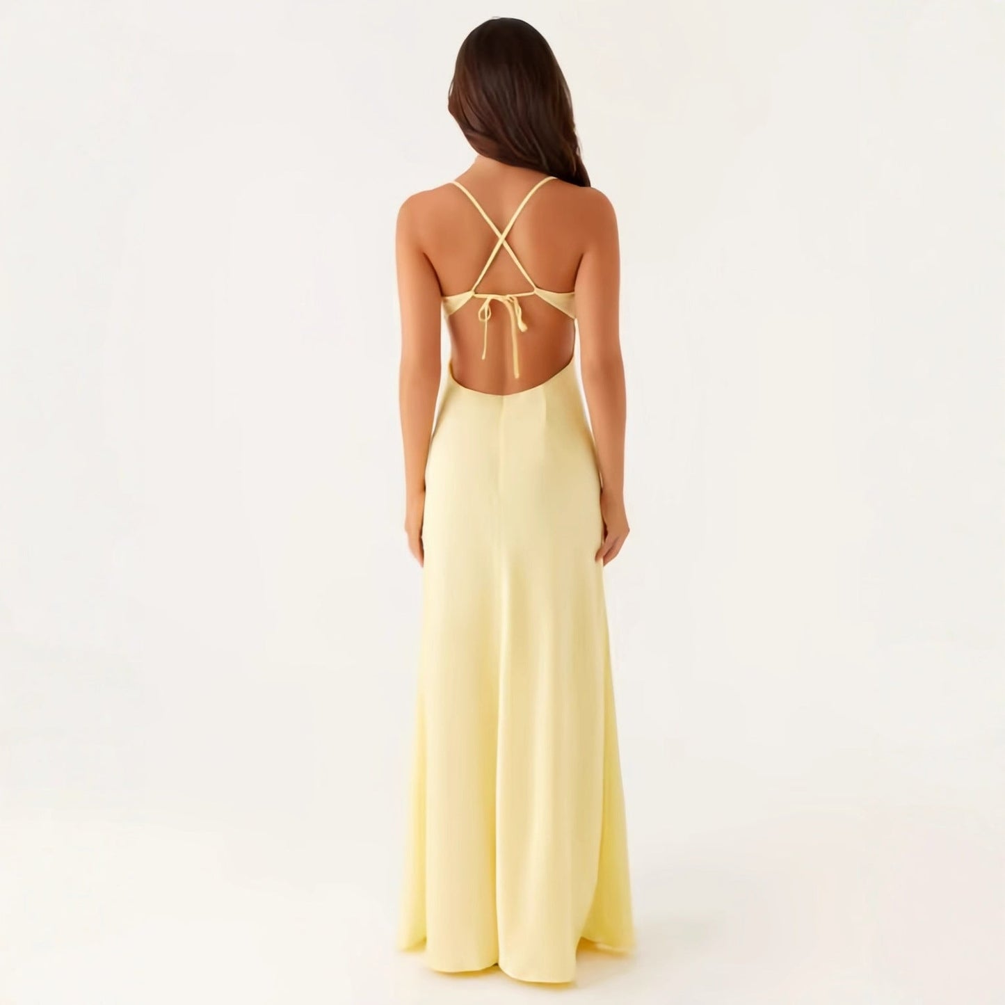 Damen Abendkleid Spaghettiträger Elegant Schlitz
