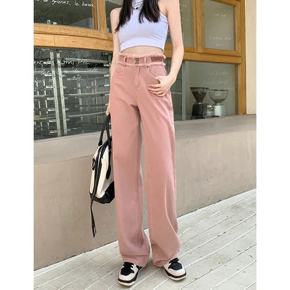 Damen High-Waist-Hose Weitgeschnitten Eveloria