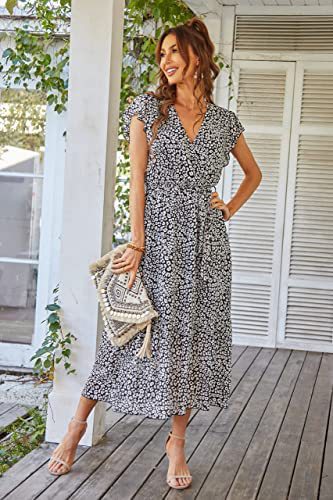 Damen Maxikleid V-Ausschnitt Schwingrock Eveloria