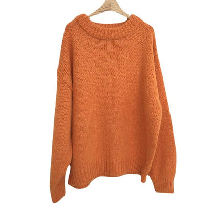 Damen Pullover Weit Kuschelig Lässig Beige