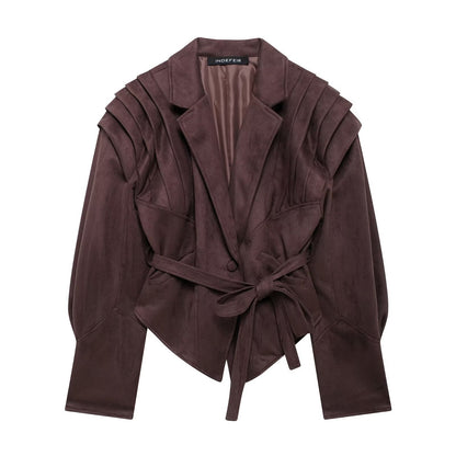 Damen Blazerjacke Tailliert Strukturierte Schultern Eveloria
