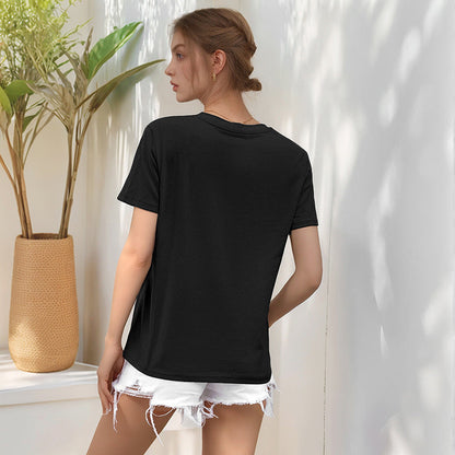 Damen T-Shirt Baumwolle Tiermuster Weiß