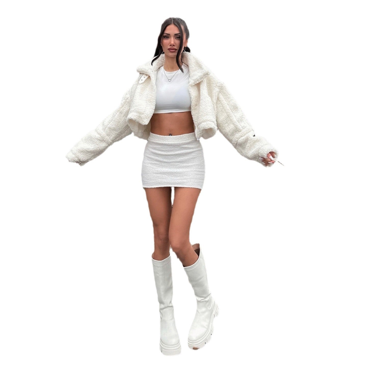Damen Teddy-Fleecejacke Kurz Eveloria