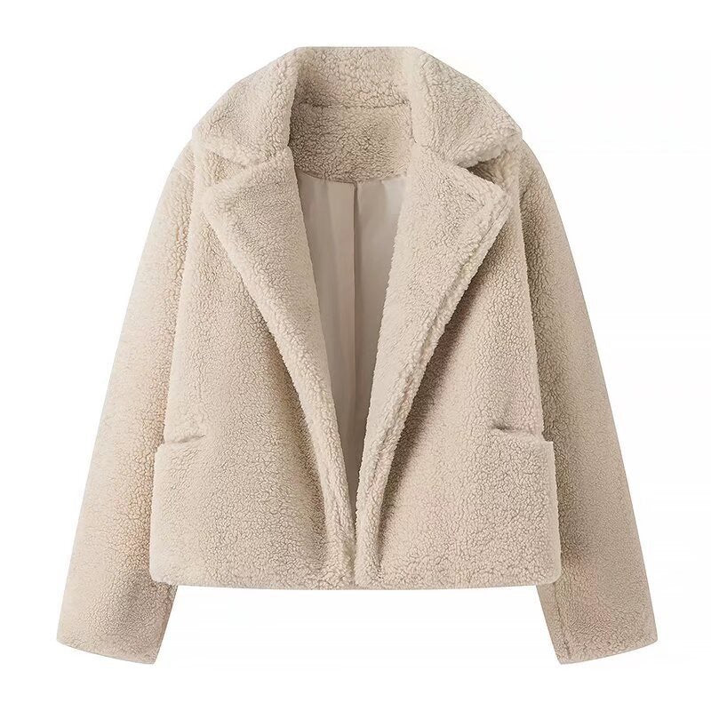 Damen Fleece-Blazer Kuschelig Grau Eveloria