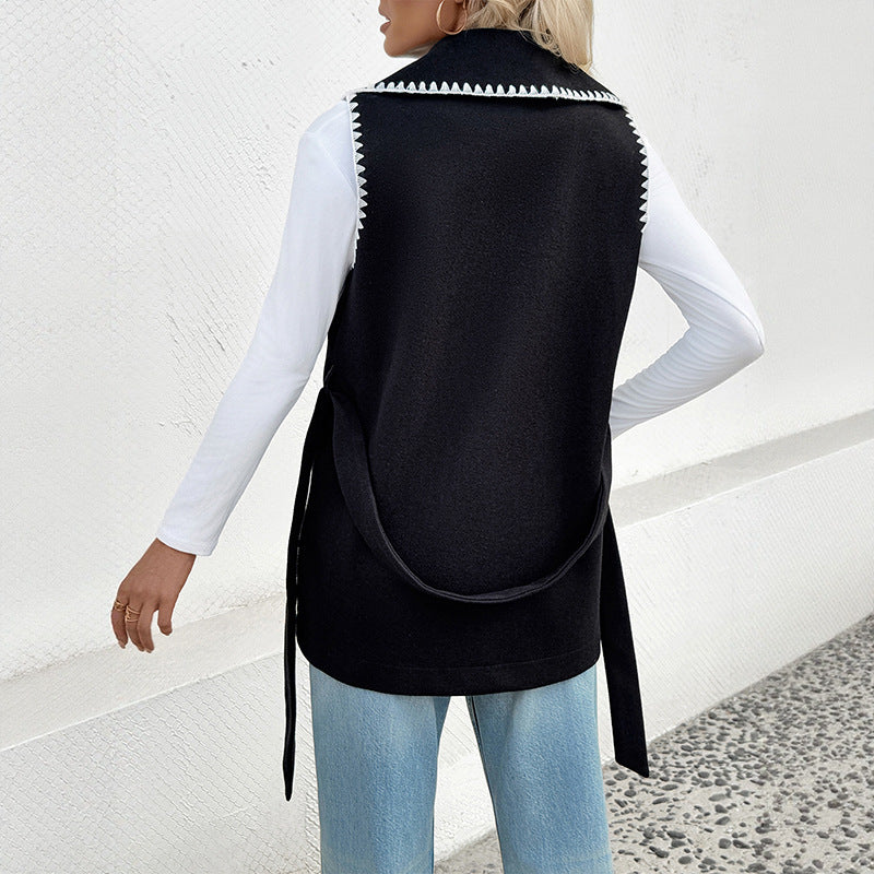 Damen Wickeljacke mit Reverskragen und Bindegürtel Eveloria
