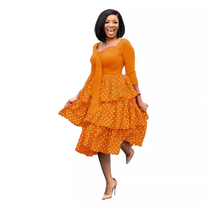 Damen Maxikleid Rüschen-Design Elegante Schleife Eveloria