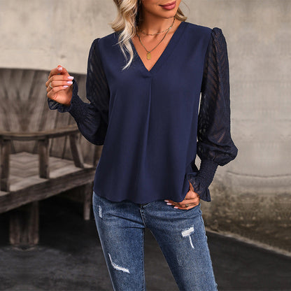 Damen Bluse Rüschendetails Transparente Ärmel Eveloria - Eveloria