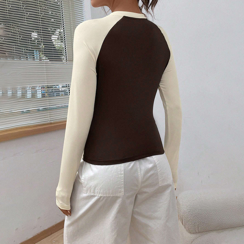 Damen Langarmshirt Raglan-Design Figurbetonend Eveloria