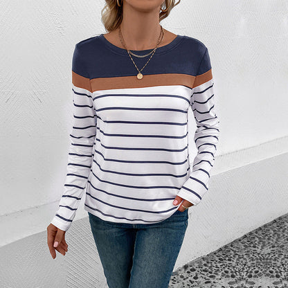 Damen Langarmshirt Streifen Elegant Farbhüpf Design Eveloria
