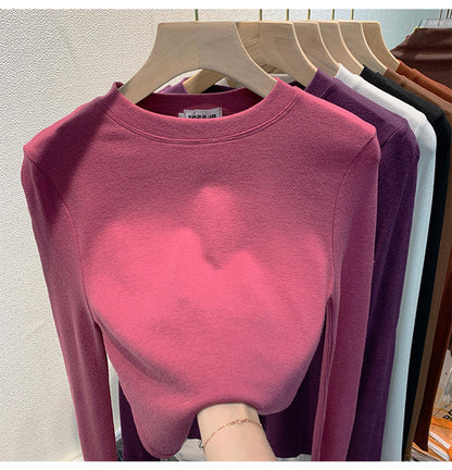 Damen Langarmshirt Feinestruktur Weiß Eveloria