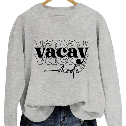 Damen Sweatshirt Lässiger Schriftzug Baumwolle Entspannte Passform