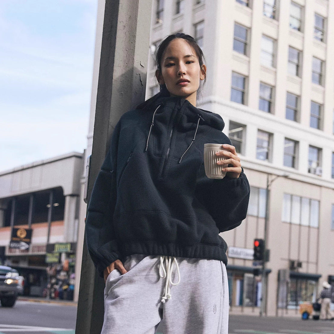 Damen Fleecejacke mit Kapuzen und Taschen Eveloria